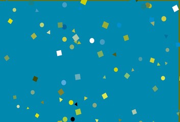 Light Blue, Yellow vector background with triangles, circles, cubes.