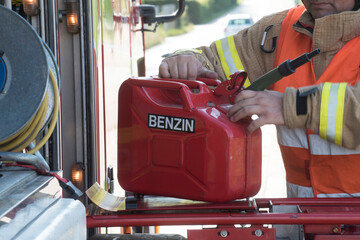 a jerry can for transporting fuel