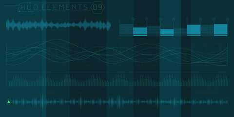 A set of HUD waves elements for a futuristic interface.