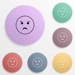 Frowning emoji badge color set icon. Simple glyph, flat vector of emoji icons for ui and ux, website or mobile application