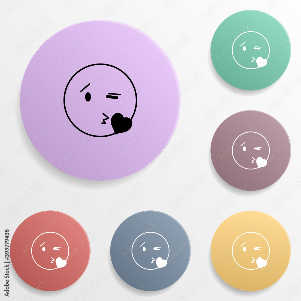 Poster send a kiss emoji badge color set icon. simple glyph, flat vector of emoji icons for ui and ux, webs