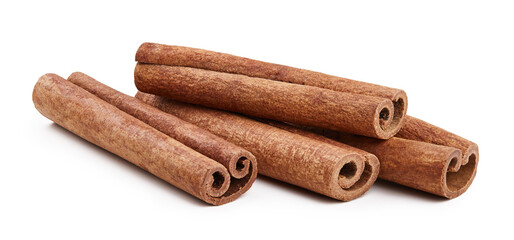 Cinnamon sticks isolated on white background. Cinnamon packaging