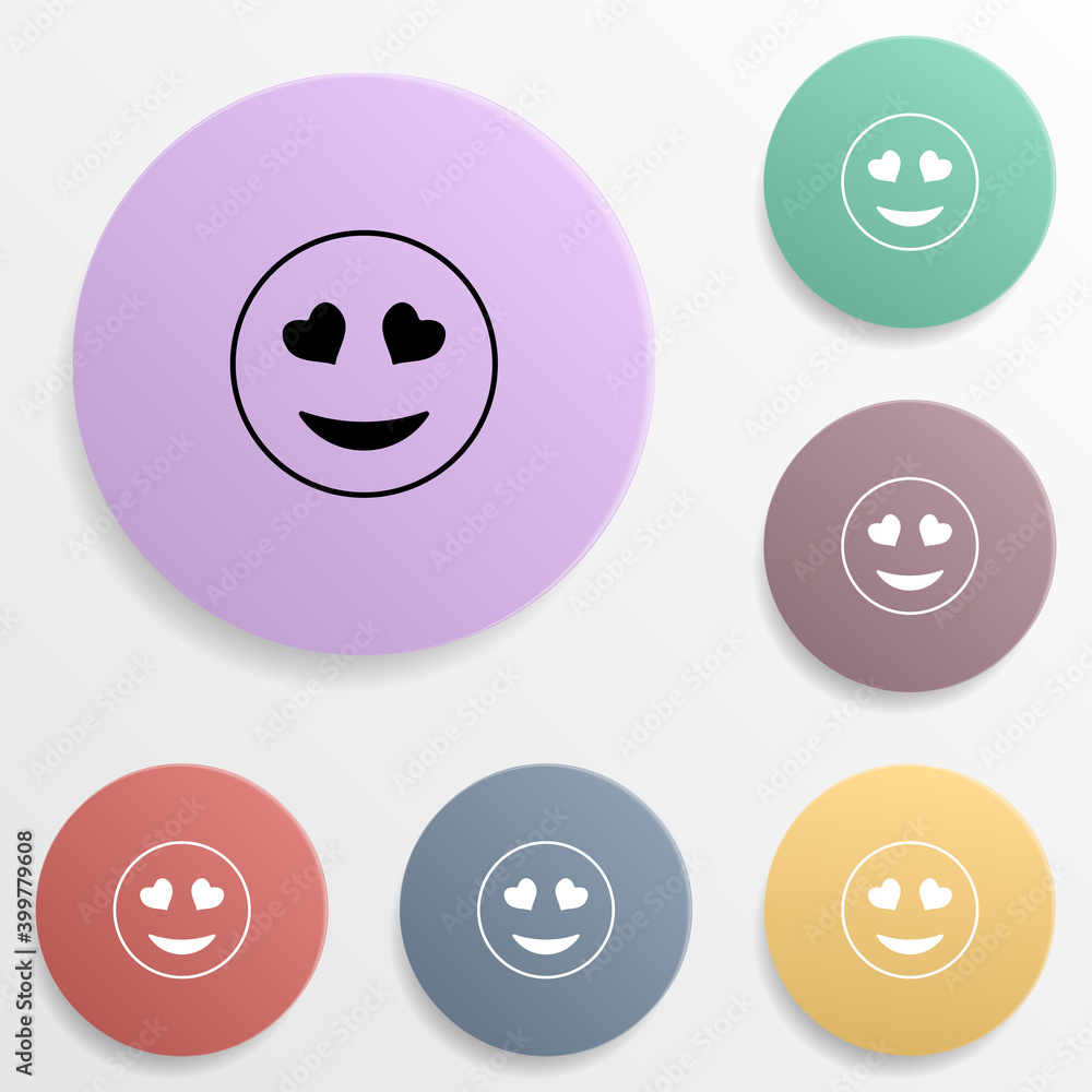 Poster enamored emoji badge color set icon. simple glyph, flat vector of emoji icons for ui and ux, website