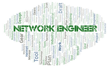 Network Engineer typography word cloud create with the text only