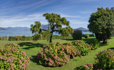 Fototapeta na wymiar Stresa lakeside promenade, Lake Maggiore, Italy