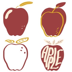 Apple garden fruit modern flat vector illustration, simple and minimalistic set of apples for print and web design