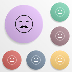 Whiskered emoji badge color set icon. Simple glyph, flat vector of emoji icons for ui and ux, website or mobile application
