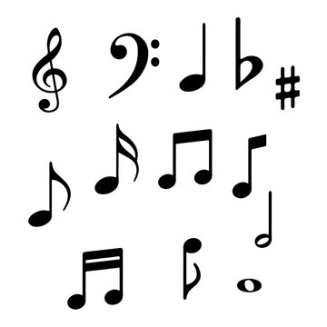 Music notes icons. Musical key signs. Vector symbols on white background. Eps 10