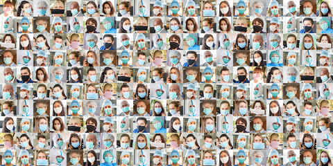 Panorama Collage Menschen mit Mundschutz