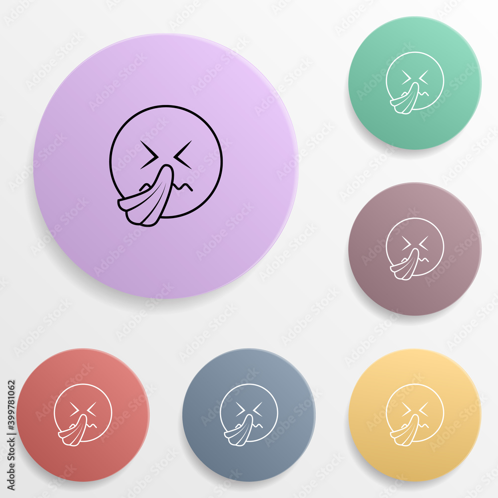Poster sneezes emoji badge color set icon. simple glyph, flat vector of emoji icons for ui and ux, website 