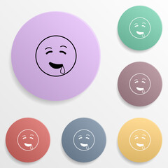 Fototapeta premium Drooling emoji badge color set icon. Simple glyph, flat vector of emoji icons for ui and ux, website or mobile application