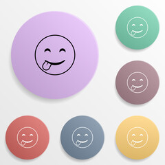 Playful smile emoji badge color set icon. Simple glyph, flat vector of emoji icons for ui and ux, website or mobile application