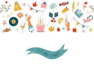 Lets celebrate holiday banner with seamless border.