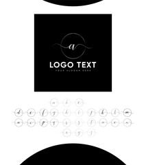 An elegant and flowing handwritten letter type A To Z sets logo template, Vector logo for business and company identity 