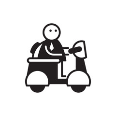 doodle character riding scooter vector