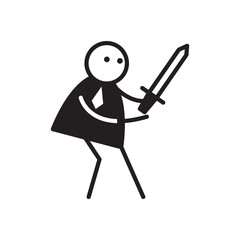 doodle character holding sword vector