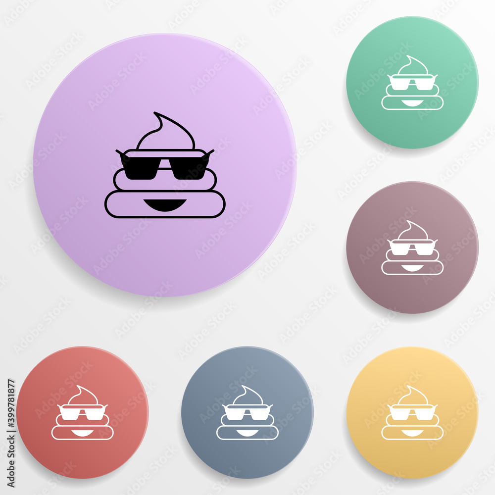 Poster cool shit emoji badge color set icon. simple glyph, flat vector of emoji icons for ui and ux, websit