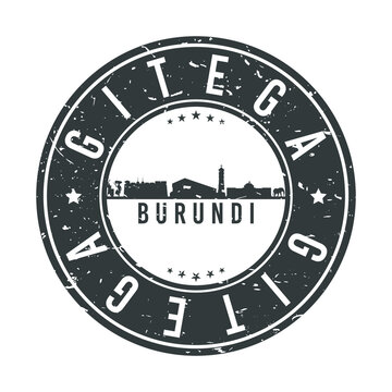 Gitega, Burundi Skyline Stamp. Round Postmark Icon City Design. Vector Landmark Travel Badge.