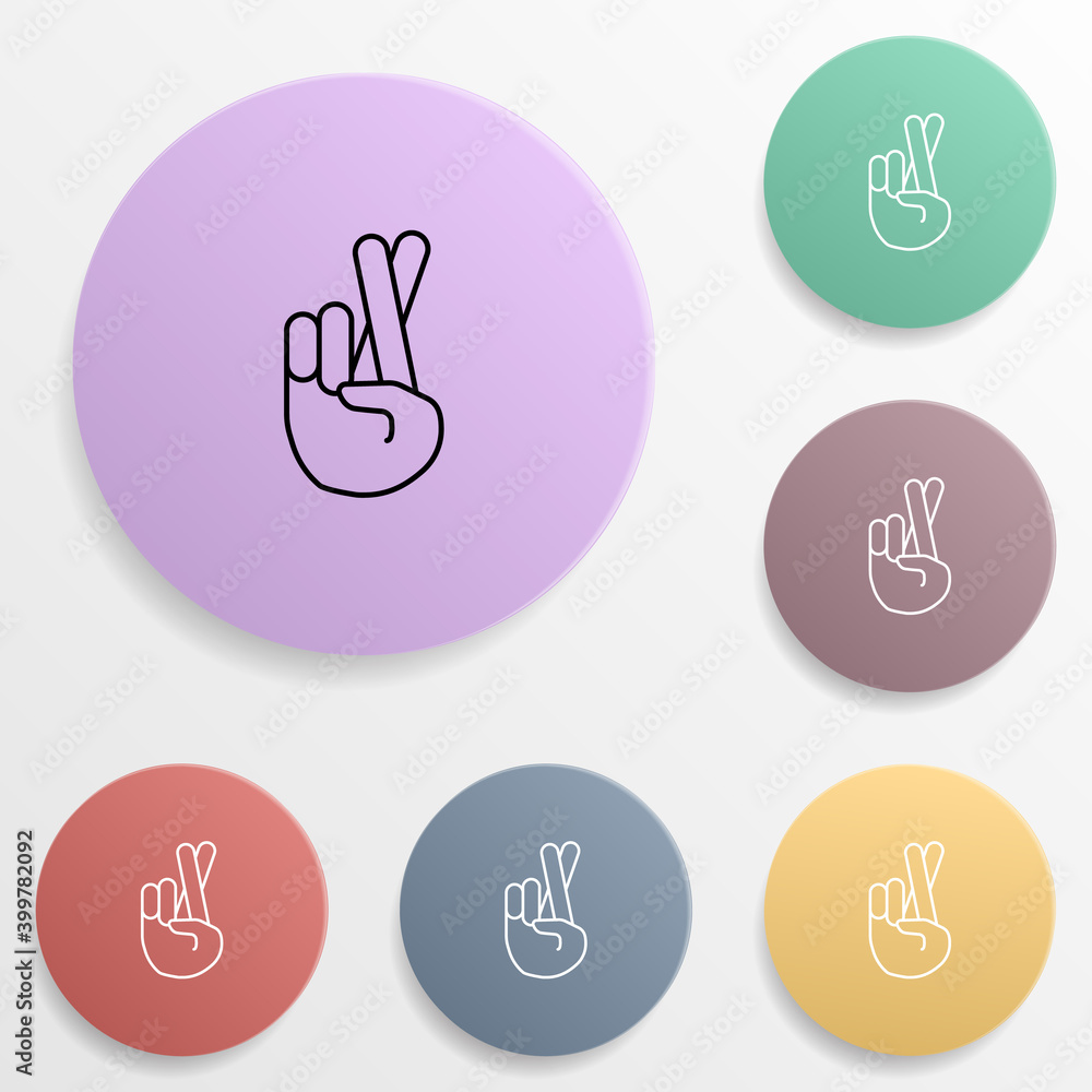 Poster to cross fingers emoji badge color set icon. simple glyph, flat vector of emoji icons for ui and ux,