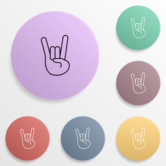 Fingers rock emoji badge color set icon. Simple glyph, flat vector of emoji icons for ui and ux, website or mobile application