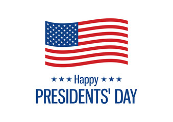 Happy Presidents' Day Sign with american flag icon vector. Waving american flag icon isolated on a white background. Happy Presidents' Day vector illustration. American holiday vector. Important day