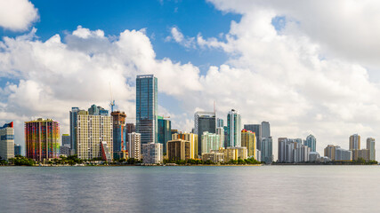 Miami, Florida, USA downtown skyline on Biscayne Bay