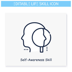 Self awareness line icon. Self cognition, personality improvement.Personality strengths and characteristics.Soft skills concept. Human resources management.Isolated vector illustration.Editable stroke