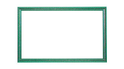 Wooden green frame for paintings. Isolated on white