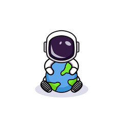 cute astronaut in the space mascot