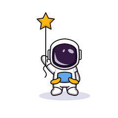 cute astronaut in the space mascot