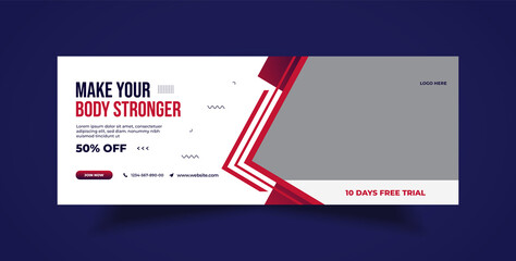 Fitness or gym Facebook timeline cover and web banner template