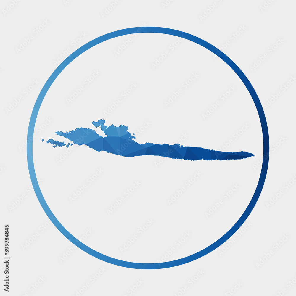 Poster hvar icon. polygonal map of the island in gradient ring. round low poly hvar sign. vector illustrati