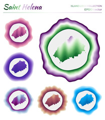 Saint Helena logo collection. Colorful logo of the island. Unique layered dynamic frames around Saint Helena border shape. Vector illustration.