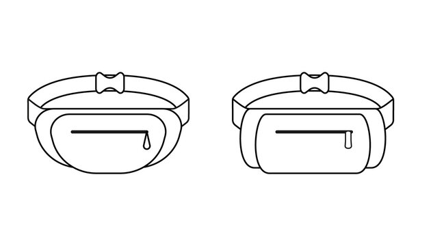 Waist Bag Outline. Storage, Bumbag. Fanny Pack For Man And Woman. Vector Illustration