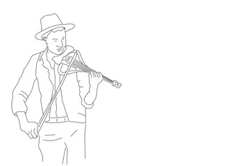 sketch of a person with a violin