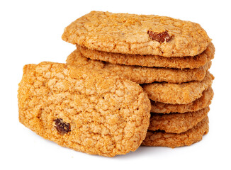 Stack of oat cookies isolated on white background