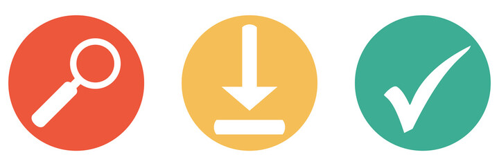 Bunter Banner mit 3 Buttons: Software und Dateien zum Download suchen und runterladen