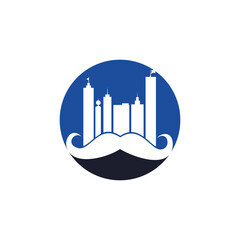 Mustache buildings vector logo design. Strong skyscraper logo design concept.