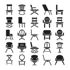 office chair and sofa icons glyph design