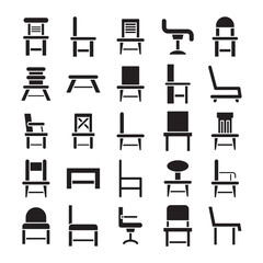 office chair and sofa icons glyph design