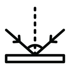 
A specular reflection experiment, reflection of light solid icon
