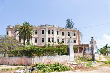 Cuba Ambandoned and ruined bourgeois house on a street in Havana