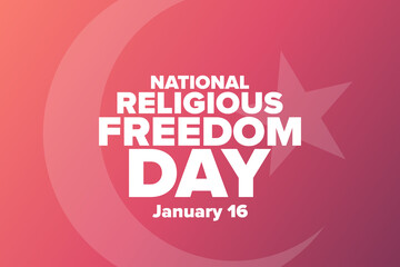 National Religious Freedom Day. January 16. Holiday concept. Template for background, banner, card, poster with text inscription. Vector EPS10 illustration. .