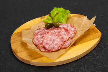Spanish Salchichon sausage with salad