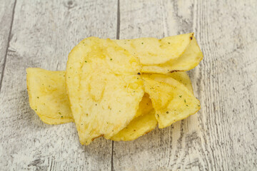Natural potato salted chips heap