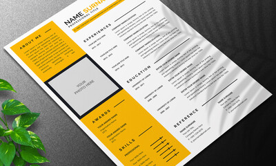 Resume Layout with Orange Accents