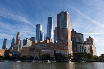 Fototapeta premium Lower Manhattan Skyline along the Hudson River in New York City