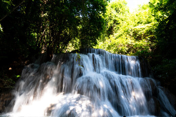 Waterfalls in the jungle of Thailand The abundance of forests