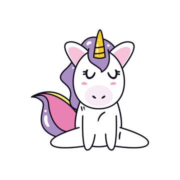 unicorn horse cartoon sitting vector design