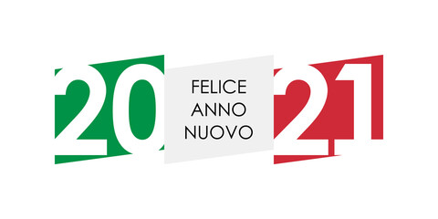 2021 happy new year italian text with italy flag